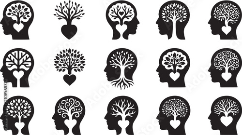 фотографія Tree of life and human head profile silhouettes symbolizing mental and spiritual growth