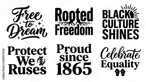 Cuadro en lienzo Collection of inspirational juneteenth and black history month typography design