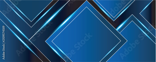 Abstract geometric background with glowing neon lines and a dark blue gradient