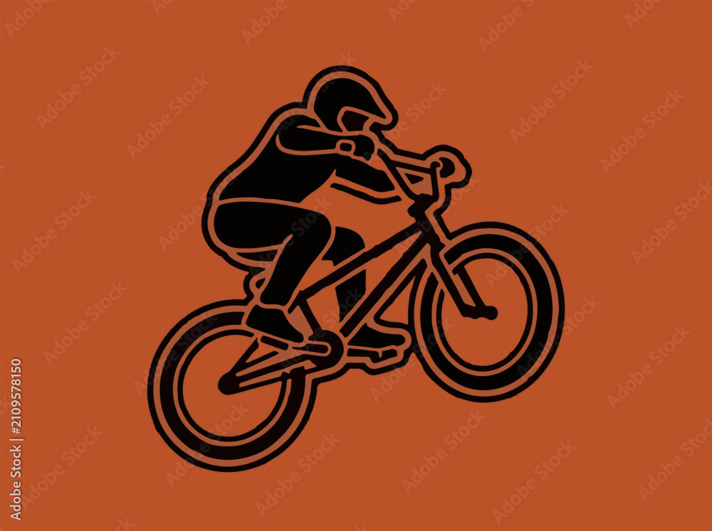 Obraz premium Bmx rider performing a jump stunt icon