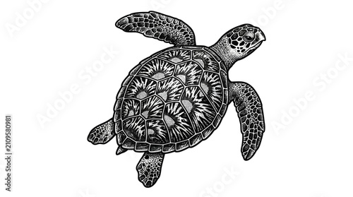 Obraz na plátně Detailed illustration of a turtle shell.
