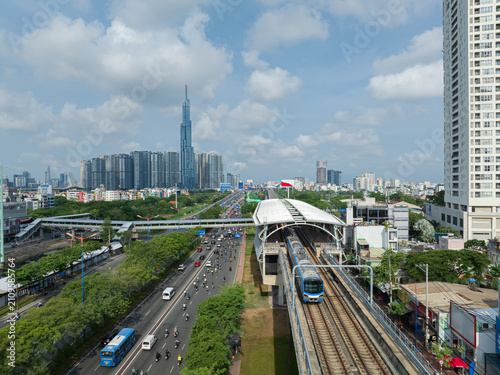 Ho Chi Minh City Skyline and Elevated Metro Railway