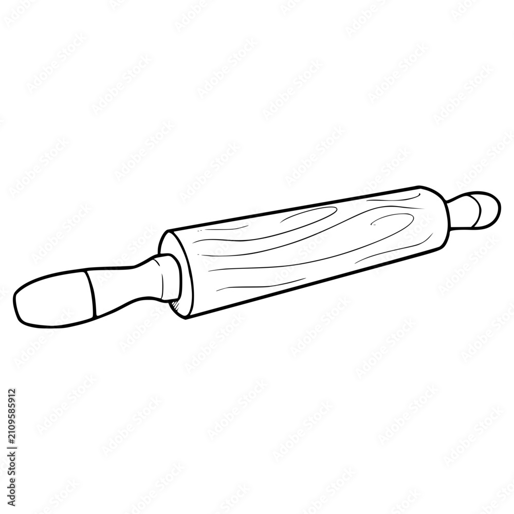 Obraz premium rolling pin illustration hand drawn outline vector