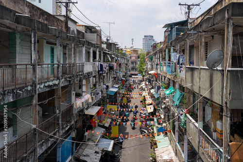 Old Apartment Alley and Street Market in Nguyen Thien Thuat, Ho Chi Minh City