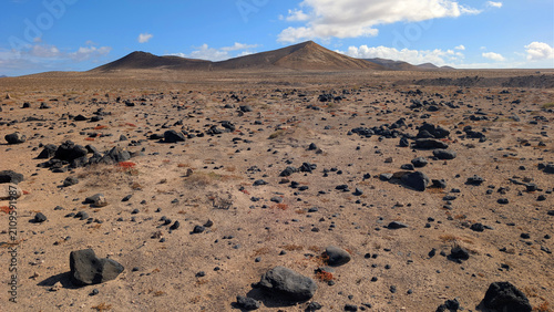 Canvastavla Volcanic landscape of Lanzarote Canary Islands Spain with arid desert terrain an