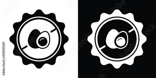 Photos Egg free seal label vector badge with text and prohibition icon