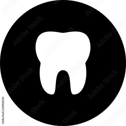  tooth icon inside black circle