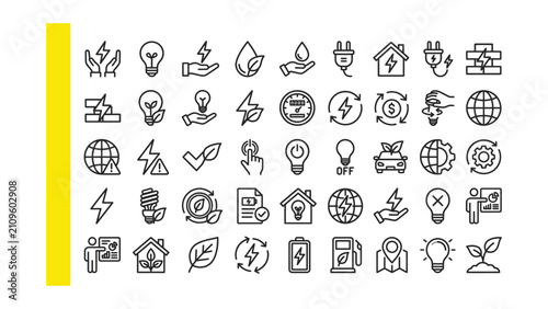 Eco friendly energy saving icons set for infographics and presentations