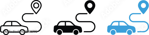 Car location icons black dark and light blue variations