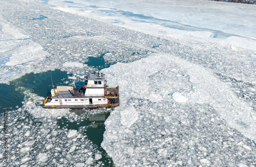 boat on the frozen lake