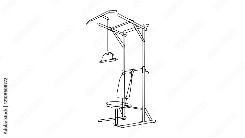 Obraz premium Lat pulldown machine illustration white background.
