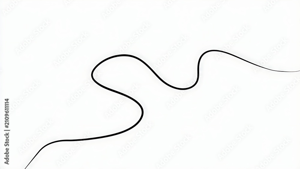 Obraz premium Smooth black squiggly line on white background.