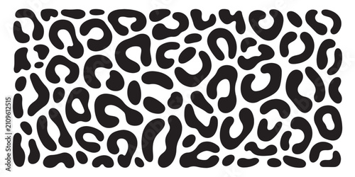 Leopard print pattern abstract shapes black on transparent background vector.