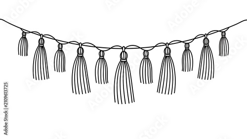 Decorative tassel garland illustration white background.