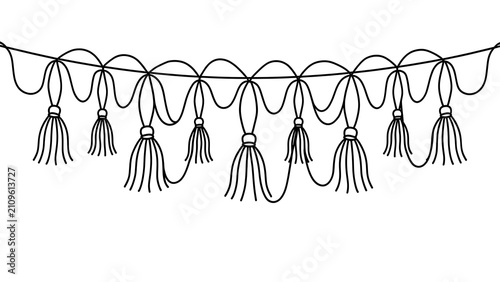 Decorative tassel garland illustration white background.