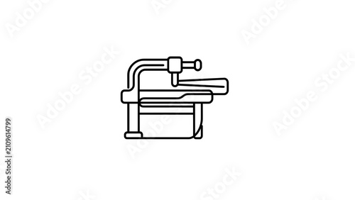 Vintage printing press illustration white background.