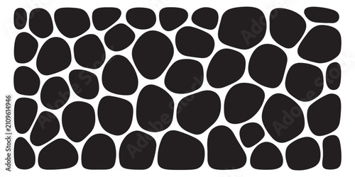 Cuadro en lienzo Abstract black irregular stones pattern texture vector design for natural wall and floor element