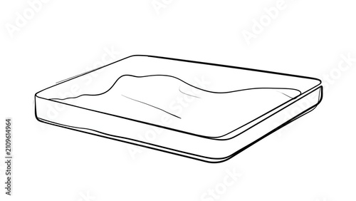 White background mattress illustration line art.