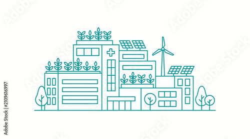 Konstfotografi City complex incorporates wind turbines and vertical greenery to promote sustainable urban development