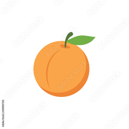 Flat illustration of apricot with green leaves. apricot minimalist organic sweet fruit design. Fresh apricot fruit vector flat illustration healthy food icon design
