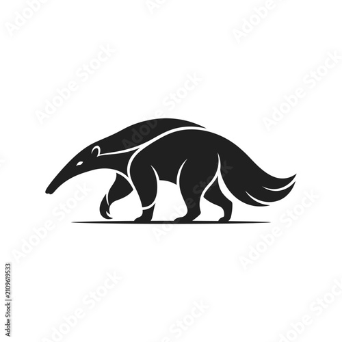 Solid black walking anteater profile silhouette.