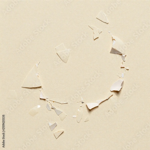 Crushed eggshell texture background with pale cream fragments and matte chalky edges