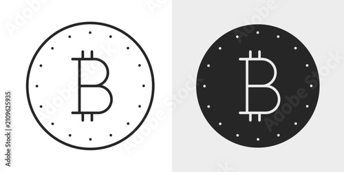 Obraz na płótnie Crypto Coin Icon represents digital currency, blockchain assets, and cryptocurrency transactions with an editable outline vector illustration