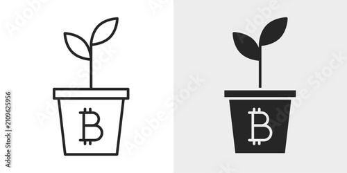 Crypto Growth Icon represents cryptocurrency market growth, investment performance, and financial success with an editable outline vector illustration.