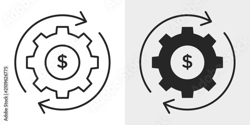 Foto Revenue Model Icon represents business income strategies, financial planning, and profit generation with an editable outline vector illustration