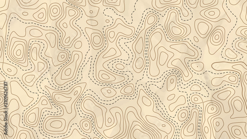 Foto Elegant cream topographic contour pattern with abstract geographic line backgrou