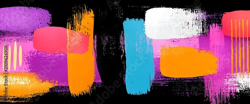 Abstract painting with vibrant colors and brushstrokes