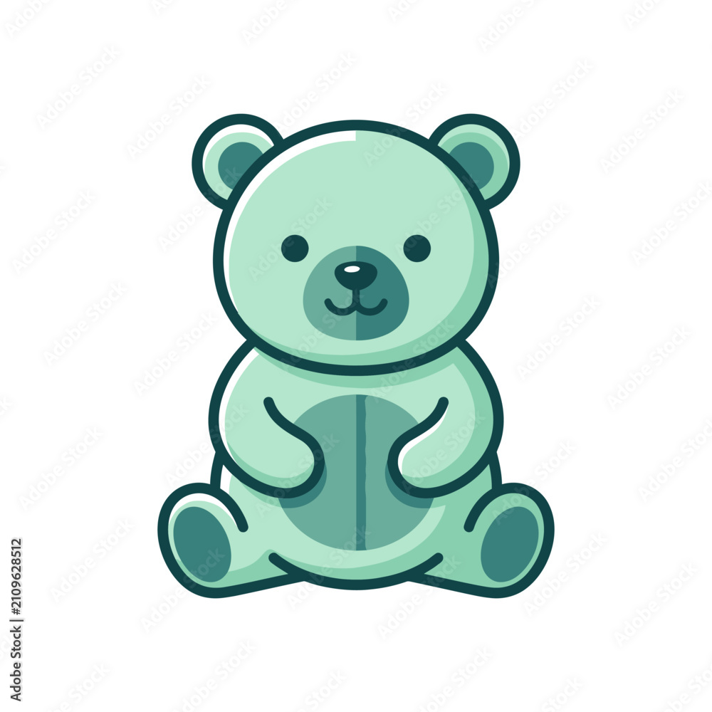 Fototapeta premium Cute green teddy bear illustration icon.