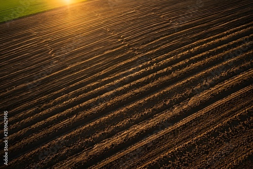 Aerial Symmetrical Tilled Soil Pattern