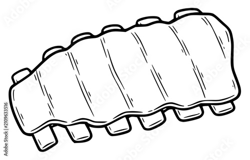Obraz na płótnie Barbecue Pork Ribs Hand Drawn Sketch Illustration