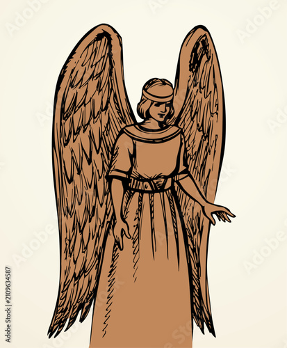 Foto Vector drawing. Angel with wings