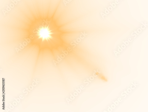 Yellow sun rays on transparent background