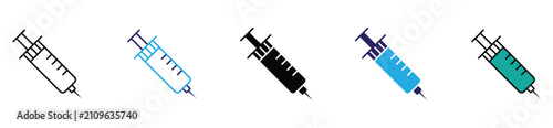 Photos Medical Syringe Icon Set Editable Vector Injection Symbol