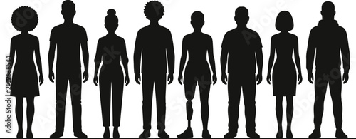 Group of various men and women silhouettes.