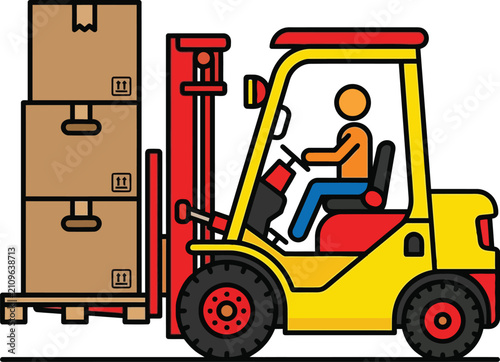 Warehouse vehicle moving cargo on a wooden pallet.