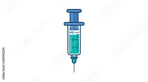 Fotografía Medical syringe with needle and green liquid vaccine, injection and immunization healthcare concept isolated on white background