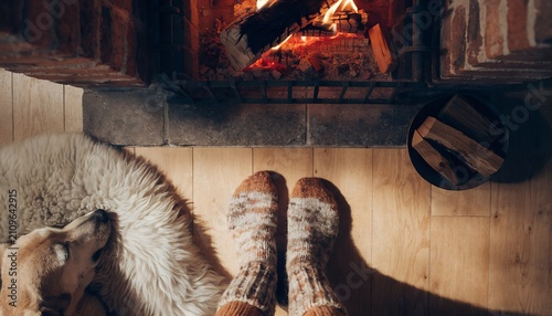 Family roasting marshmallows over a fireplace. Cozy winter evening with kids enjoying indoor campfire treats.