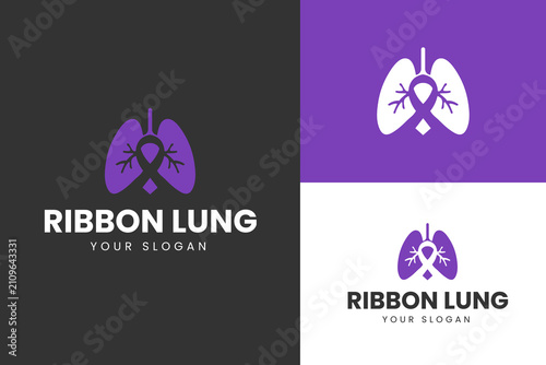 Cuadro en lienzo Minimalist Lung Ribbon Logo with Respiratory Awareness Symbol for Healthcare and