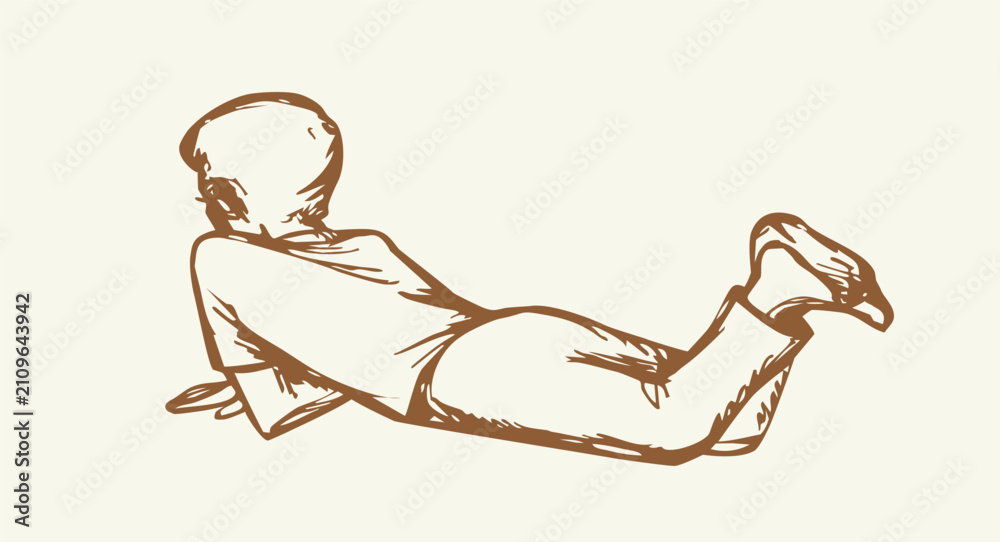 Obraz premium Vector drawing. Boy on the floor