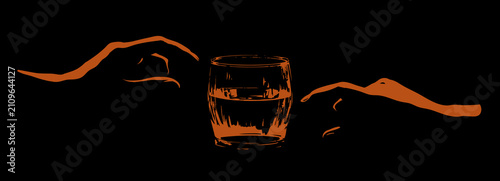 Принти на полотні Vector draving. Glass of water