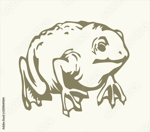Vector drawing. Big fat frog