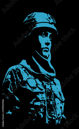 Vector illustration of a soldier in uniform