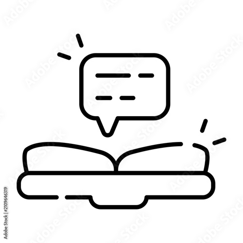 A linear design icon of open book 