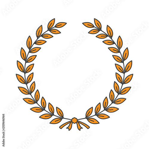 Bronze laurel wreath circle icon award frame border vector illustration