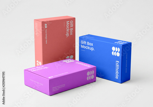 Gift Box Packaging Mockup Set