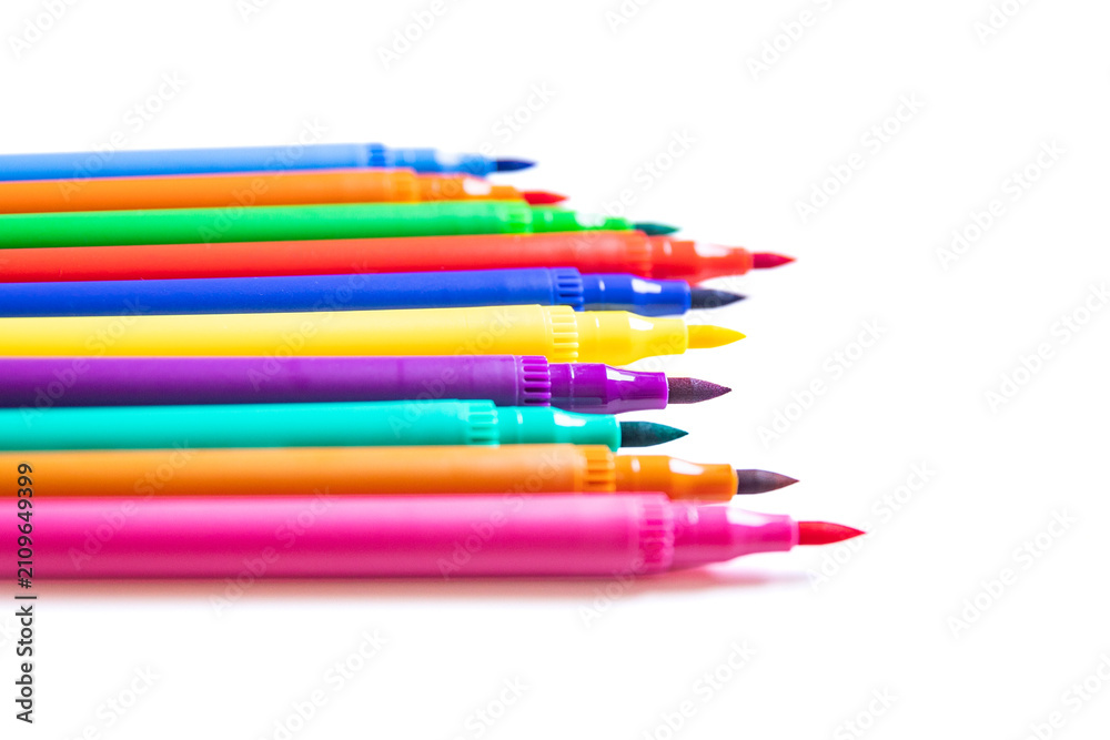 Fototapeta premium colorful markers for educational materials and notes